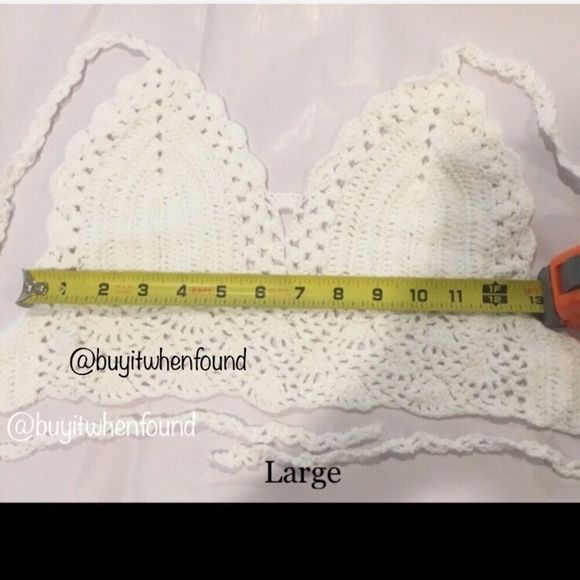 Sexy Crochet Knit Halter Crop Top WHITE M-XL - Picture 7 of 8